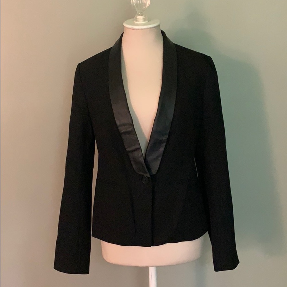 Leather-Trim Blazer